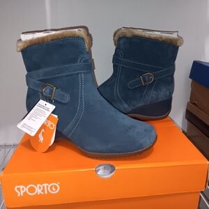 Sporto Women's Blue Suede Ankle Boots